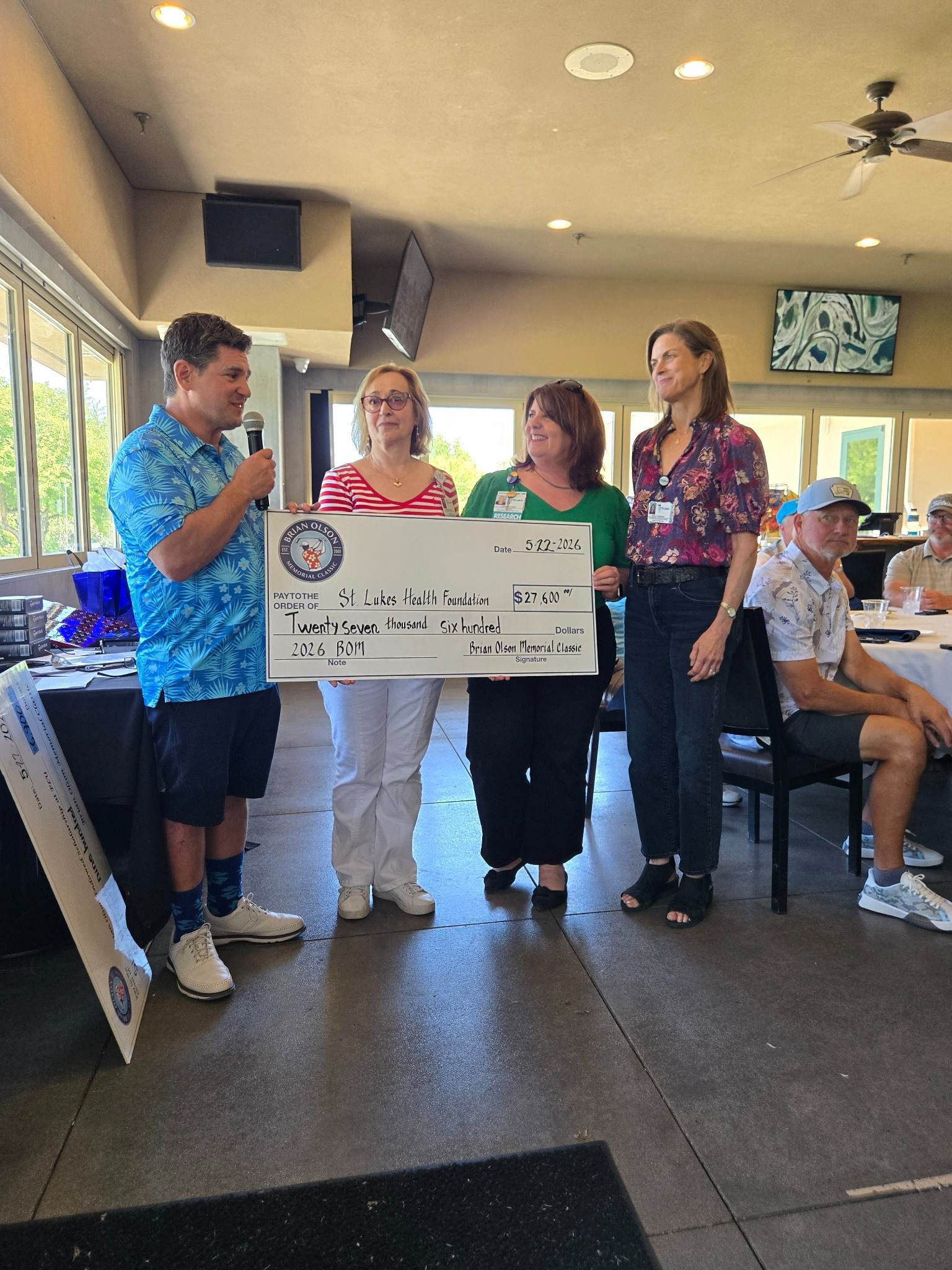 Colon Cancer Classic 2026 check presentation of $27,600 to St. Luke's Health Foundation